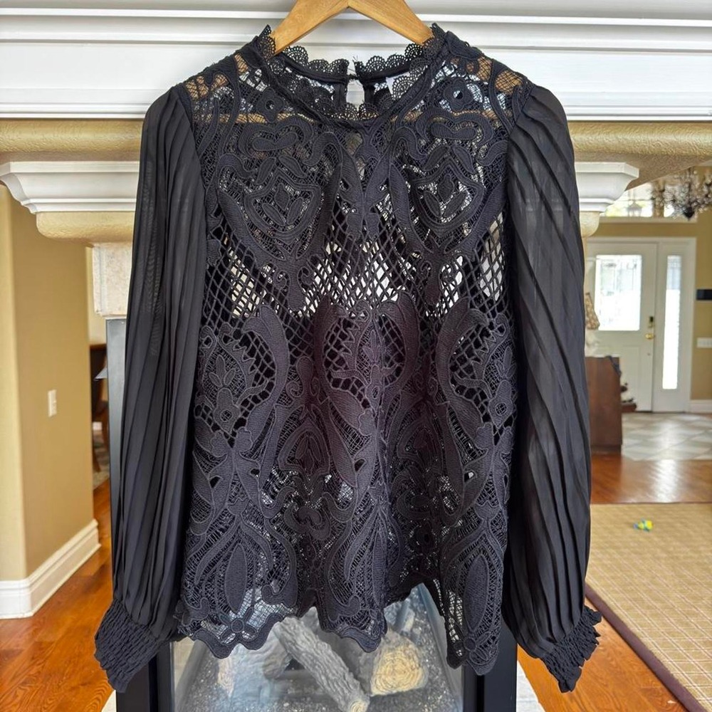 Bailey 44 Guipure Lace & Chiffon‎ Blouse Romantic Dark Vampire